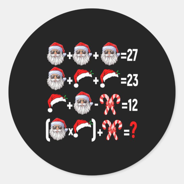 Funny 67 Meme Santa Christmas Tree Math Teacher Xm Classic Round Sticker (Front)