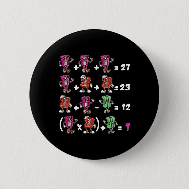 Funny 67 Meme School Math Teacher Six Seven Puzzle 2 Inch Round Button (Front)