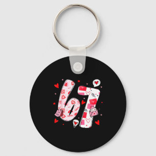 Funny 67 Meme Six Seven 6 7 Valentine Hearts  Keychain