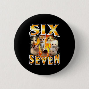 Funny 67 Meme Six Seven Cat Meme Funny Bootleg Gra 2 Inch Round Button