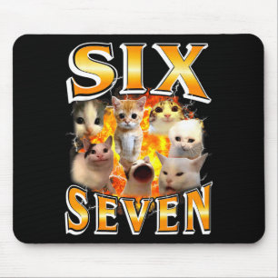 Funny 67 Meme Six Seven Cat Meme Funny Bootleg Gra Mouse Pad