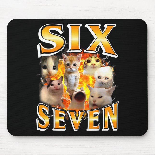 Funny 67 Meme Six Seven Cat Meme Funny Bootleg Gra Mouse Pad (Front)