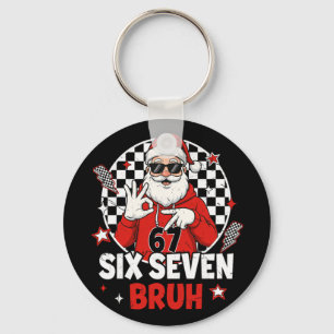 Funny 67 Meme Six Seven Christmas Bruh Santa Kids  Keychain
