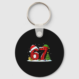 Funny 67 Meme Six Seven Christmas Buffalo Red Plai Keychain