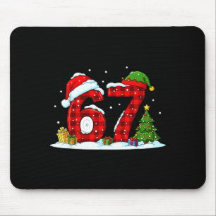 Funny 67 Meme Six Seven Christmas Buffalo Red Plai Mouse Pad