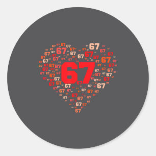 Funny 67 Meme Six Seven Heart Matching Couples Val Classic Round Sticker
