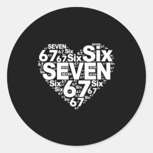 Funny 67 Meme Six Seven Heart Matching Couples Val Classic Round Sticker