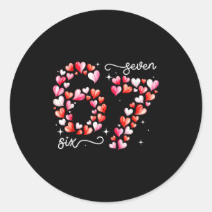 Funny 67 Meme Six Seven Heart Matching Couples Val Classic Round Sticker