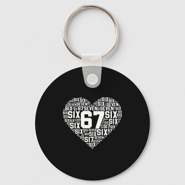 Funny 67 Meme Six Seven Heart Matching Couples Val Keychain (Front)