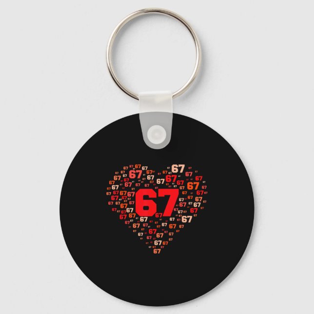 Funny 67 Meme Six Seven Heart Matching Couples Val Keychain (Front)