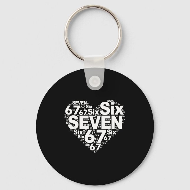 Funny 67 Meme Six Seven Heart Matching Couples Val Keychain (Front)
