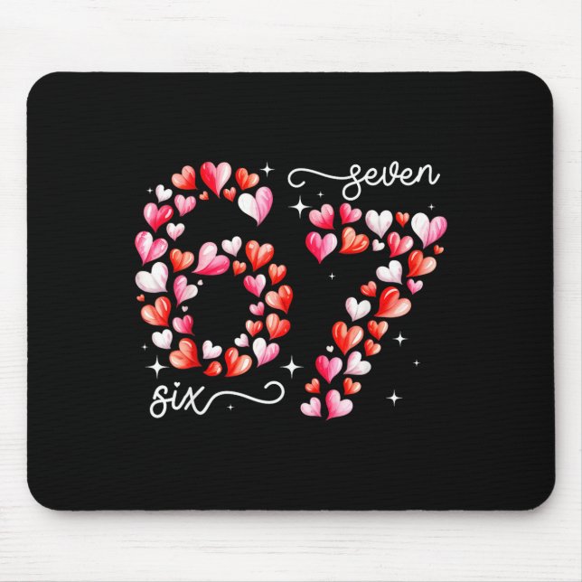 Funny 67 Meme Six Seven Heart Matching Couples Val Mouse Pad (Front)