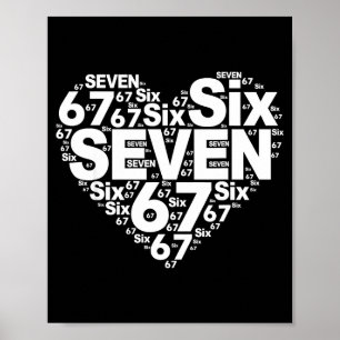 Funny 67 Meme Six Seven Heart Matching Couples Val Poster