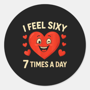 Funny 67 Meme Six Seven Heart Valentine Men Women  Classic Round Sticker