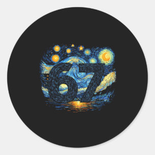 Funny 67 Meme Six Seven Starry Art Night  Classic Round Sticker