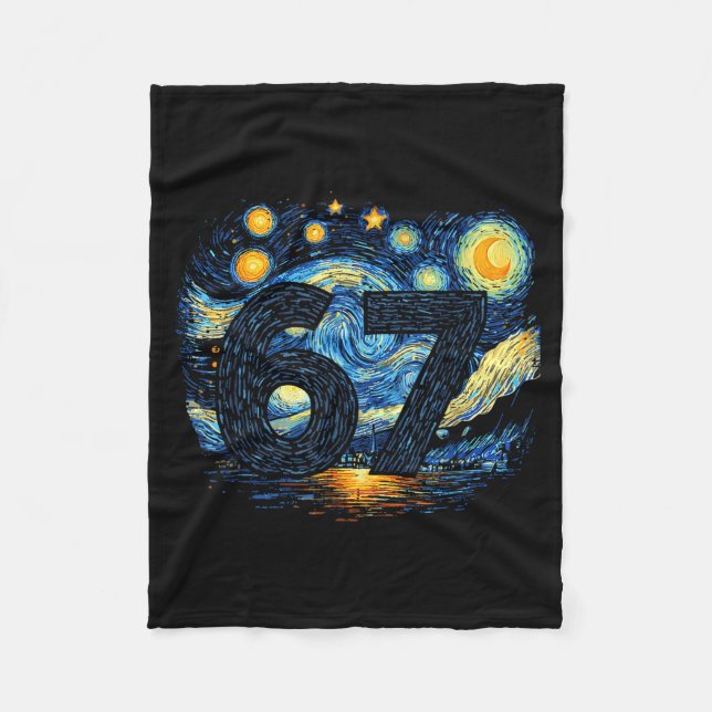 Funny 67 Meme Six Seven Starry Art Night  Fleece Blanket (Front)