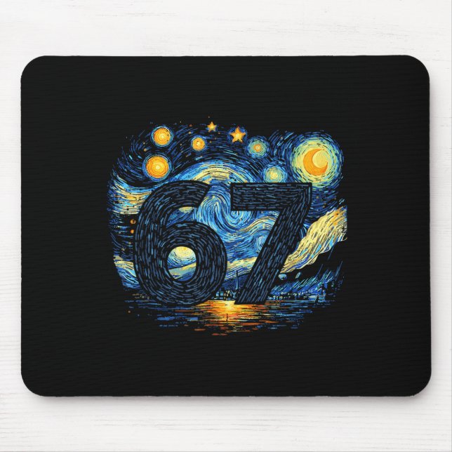 Funny 67 Meme Six Seven Starry Art Night  Mouse Pad (Front)