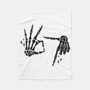 Funny 67 Meme Skeleton Hand 6 7 Halloween Six Seve Fleece Blanket