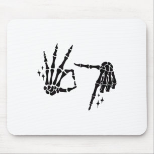 Funny 67 Meme Skeleton Hand 6 7 Halloween Six Seve Mouse Pad
