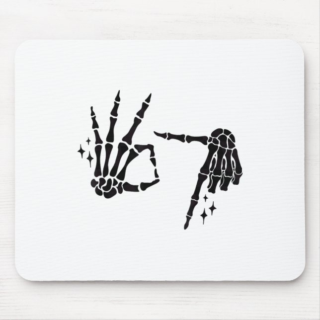 Funny 67 Meme Skeleton Hand 6 7 Halloween Six Seve Mouse Pad (Front)