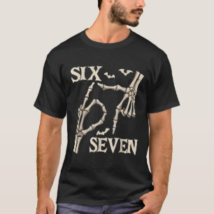 Funny 67 Meme Skeleton Hand 6 7 Halloween T-Shirt