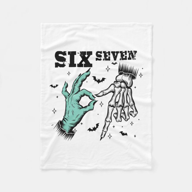 Funny 67 Meme Spooky Skeleton Six Seven Gen Alpha  Fleece Blanket (Front)