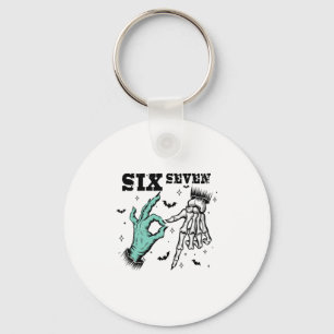 Funny 67 Meme Spooky Skeleton Six Seven Gen Alpha  Keychain
