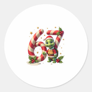 Funny 67 Meme Turtle Christmas PJm Men Women Famil Classic Round Sticker