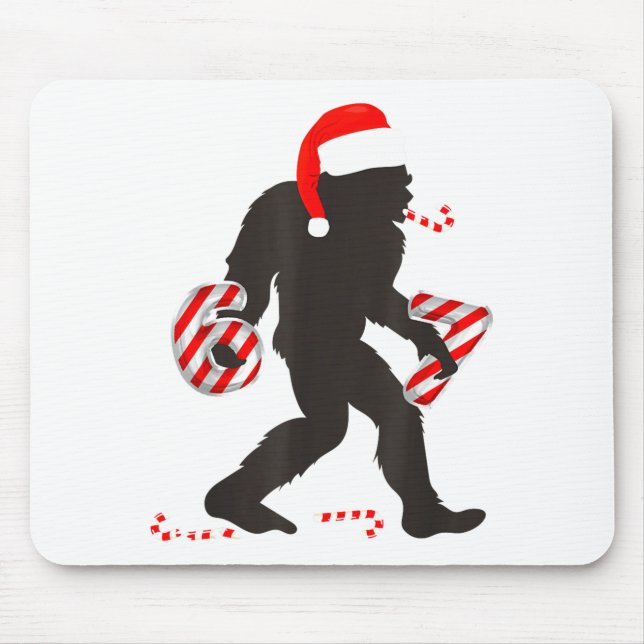 Funny 67 Meme With Bigfoot And Candy Canes Christm Mouse Pad (Front)