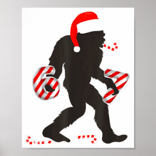 Funny 67 Meme With Bigfoot And Candy Canes Christm Poster
