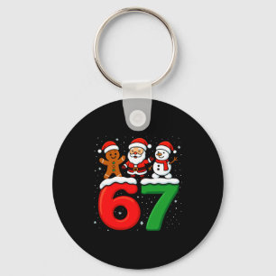 Funny 67 Meme Xmas Six Seven Santa Snowman Christm Keychain