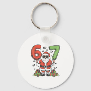 Funny 67 Santa Six Seven Christmas 67 Meme Bruh Bo Keychain