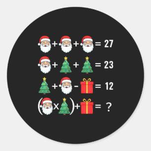 Funny 67 Santa Tree Math Teacher Christmas Xmas Hu Classic Round Sticker
