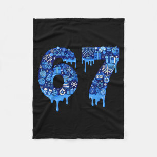 Funny 67 Six Seven 6 7 Happy Hanukkah Jewish Chanu Fleece Blanket