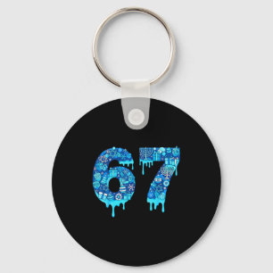 Funny 67 Six Seven 6 7 Happy Hanukkah Jewish Chanu Keychain