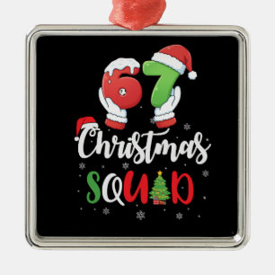 Funny 67 Six Seven Brianrot Christmas Squad Metal Ornament