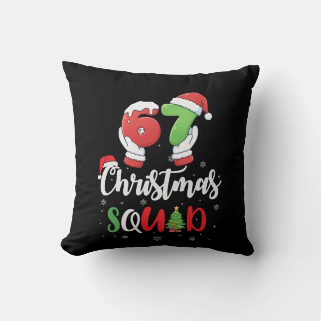 Funny 67 Six Seven Brianrot Christmas Squad Throw Pillow (Front)