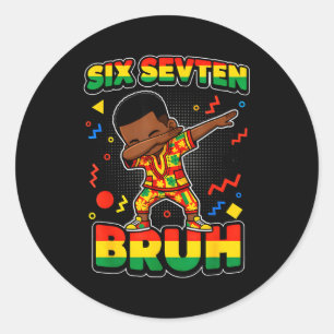 Funny 67 six seven bruh black history african classic round sticker