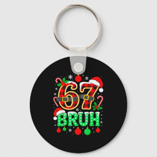 Funny 67 Six Seven Bruh Meme Christmas Pajama Fami Keychain