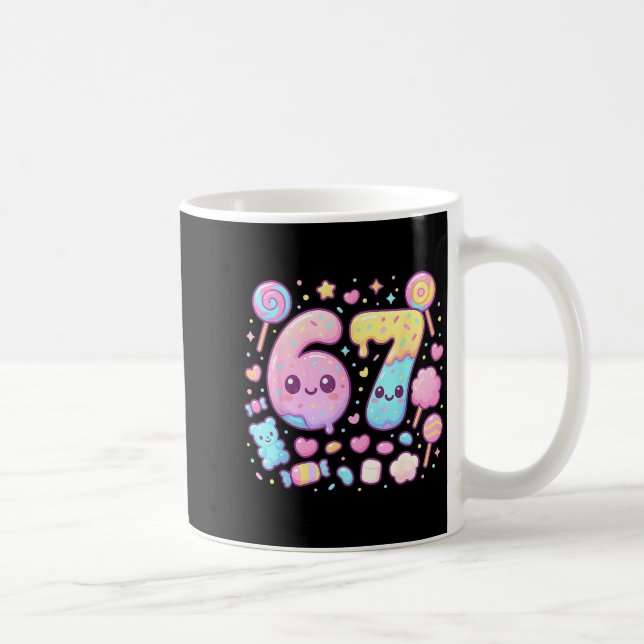 Funny 67 Six Seven Candy 6 7 Meme Gen Alpha Kawaii Coffee Mug (Right)