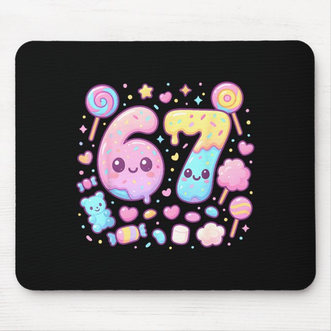 Funny 67 Six Seven Candy 6 7 Meme Gen Alpha Kawaii Mouse Pad (Front)