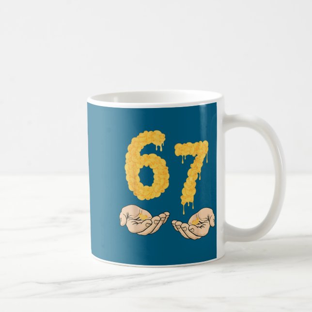 Funny 67 Six Seven Cheesy Mac &amp; Cheese 6 7 Kid Coffee Mug (Right)