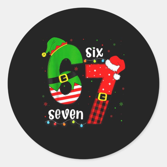 Funny 67 Six Seven Christmas Boys Girls Kids Teens Classic Round Sticker (Front)