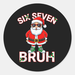 Funny 67 Six Seven Christmas Bruh Santa Kids Boys  Classic Round Sticker