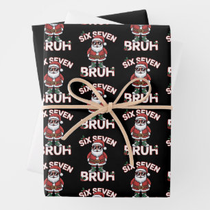 Funny 67 Six Seven Christmas Bruh Santa  Wrapping Paper Sheet