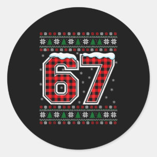 Funny 67 Six Seven Christmas Holiday Women Kids Xm Classic Round Sticker
