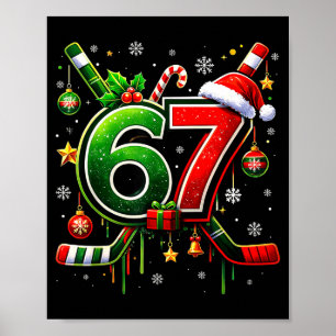Funny 67 Six Seven Christmas Ice Hockey Poster