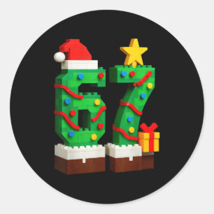 Funny 67 Six Seven Christmas Xmas Boys Kids  Classic Round Sticker