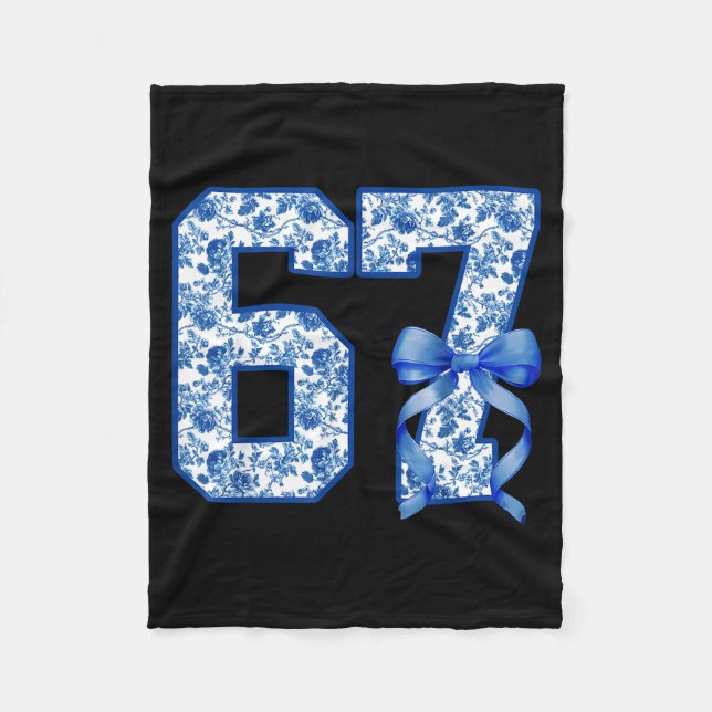 Funny 67 Six Seven Coquette Girly Blue Toile Women Fleece Blanket (Front)