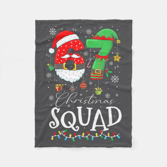 Funny 67 Six Seven Crew Meme Christmas Squad 6 7 S Fleece Blanket (Front)